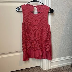 Art Class Pink lace tank top